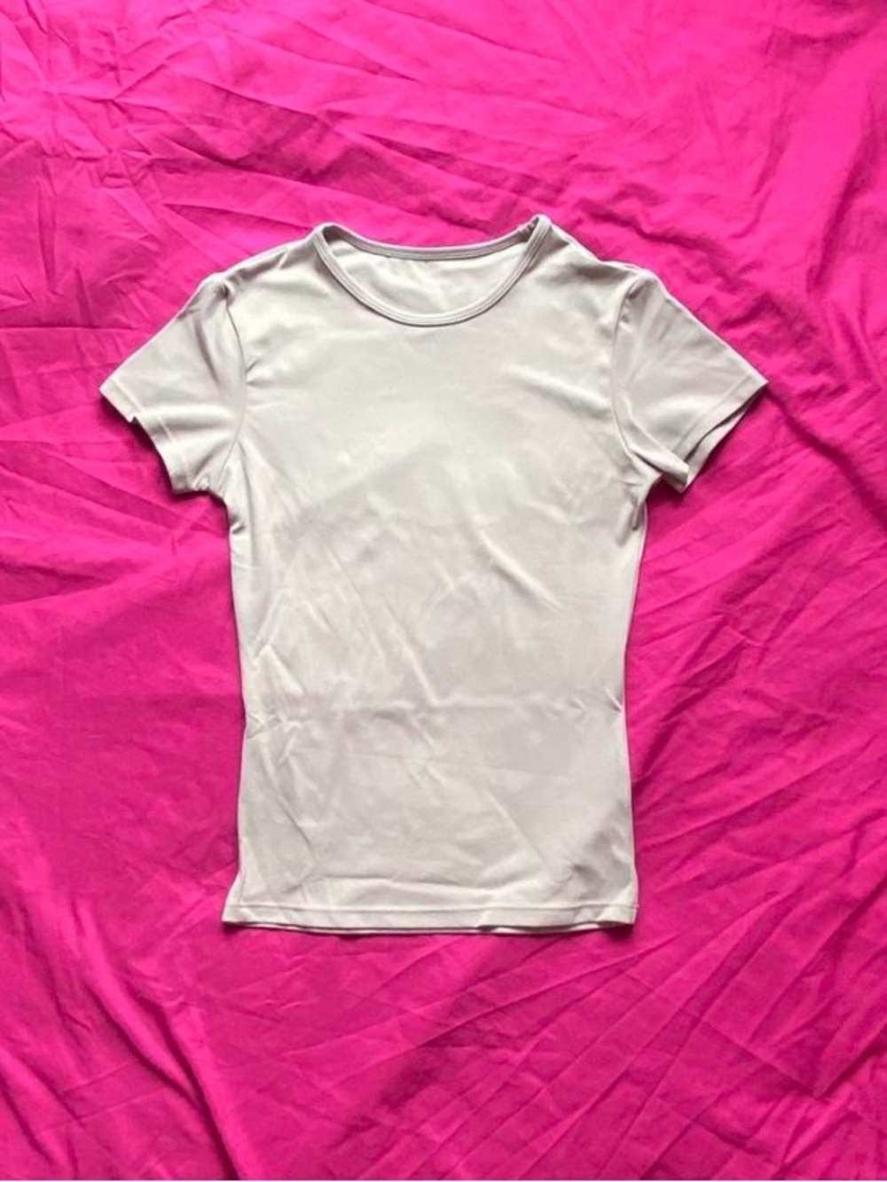 Women Grey Short Sleeve Top Baby Top Spandex and Polyester